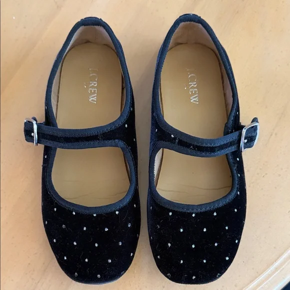 J. Crew Kids' Sparkly Black Velvet Mary Janes. Size 13. - Picture 1 of 7